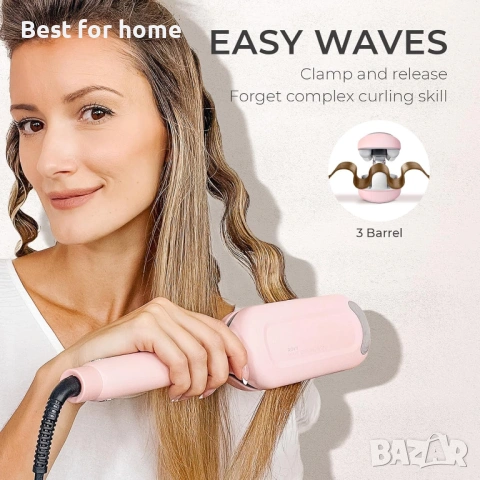 Маша за коса - TYMO ROVY Beach Waves Curling Wand, йонна маша за дълбоки къдрици , снимка 2 - Маши за коса - 54069621