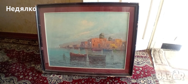 Стара картина,масло на платно,голяма,красива, снимка 2 - Антикварни и старинни предмети - 51482581