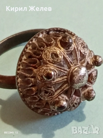 Възрожденски Болярски сребърен пръстен филигранна изработка 21700, снимка 9 - Пръстени - 52918792