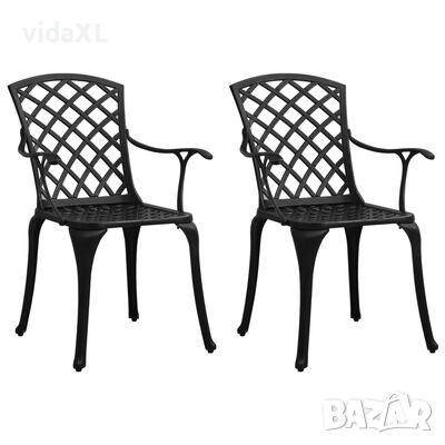 vidaXL Градински столове, 2 бр, лят алуминий, черни(SKU:315568, снимка 1 - Градински мебели, декорация  - 45339698