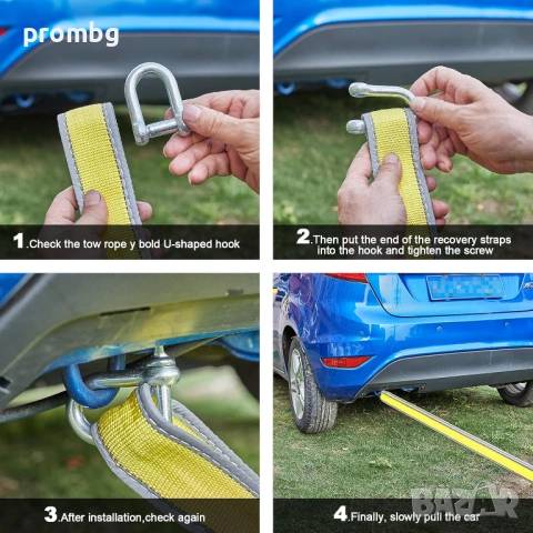 здраво въже за теглене, 9 т, 5м, 2 куки, ръкавици, светлоотразително, снимка 8 - Аксесоари и консумативи - 35566385