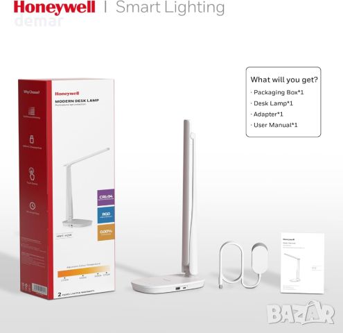 Настолна лампа Honeywell с 2 USB порта за зареждане - Sunturalux™ H2 димируема, LED, сгъваема, снимка 7 - Настолни лампи - 45996824