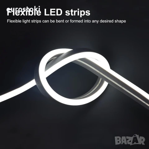 EXTRASTAR LED водоустойчива лента неонова 5 метра 12V 120 светодиода 8.5W/M IP65, гъвкава, снимка 2 - Лед осветление - 51091302