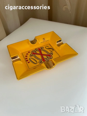 OpusX Society пепелник за пури – керамичен, 4 места, бял/жълт