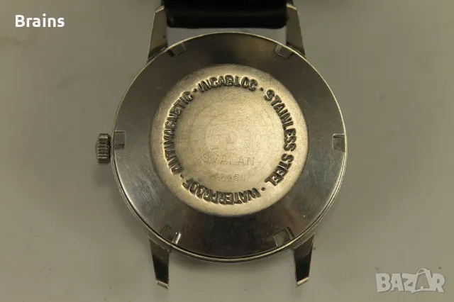 1950's SVALAN SPORTSMAN Швейцарски Стоманен Военен Часовник, снимка 8 - Антикварни и старинни предмети - 49647473