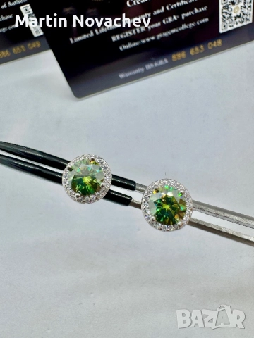 Сребърни обеци с мойсанит (Диамант) 1 карат, снимка 11 - Обеци - 51695827