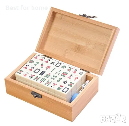 Луксозна игра Mahjong/ Маджонг в дървена кутия, снимка 1 - Образователни игри - 49418493