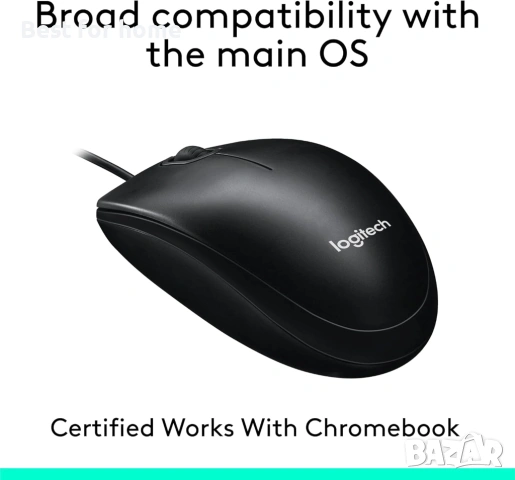 Мишка Logitech M100 с кабел, USB, 3 бутона, 1000 DPI оптично проследяване, за двете ръце - черна, снимка 5 - Клавиатури и мишки - 53683404