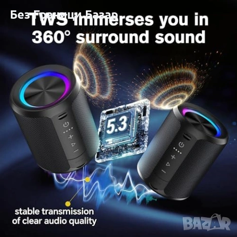 Нов високоговорител Портативна Bluetooth колонка 20W водоустойчива LED, снимка 3 - Bluetooth тонколони - 54283877