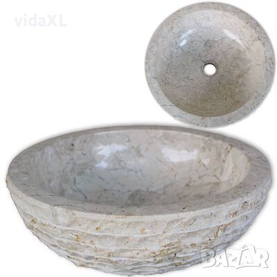 vidaXL Мивка, мрамор, 40 см, кремава(SKU:242673