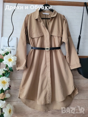 Кафява рокля тип риза ZARA 