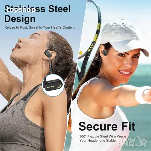 MeloAudio Open Ear слушалки Bluetooth за бягане шумопотискащ микрофон костна проводимост, снимка 4 - Bluetooth слушалки - 50511307