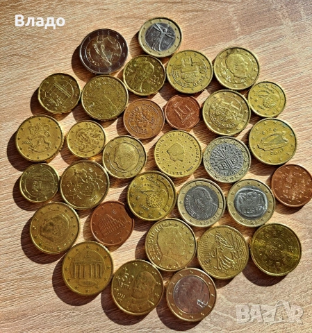 Евро монети , 50 цента, 1 и 2 евро 