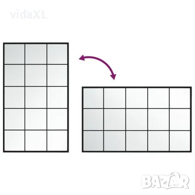 vidaXL Огледало за стена, черно, 100x60 см, метал(SKU:342209), снимка 4 - Други - 48587486