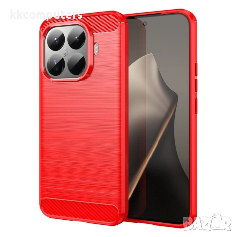 Защитен калъф AMORUS за Xiaomi 15T Pro | TPU, Въглеродна текстура | Вкл. Протектор | Черен, Червен, , снимка 2 - Резервни части за телефони - 52360934