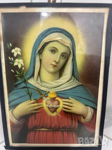 Стара картина Икона / Свети образ на Богородица, снимка 2 - Антикварни и старинни предмети - 49372277
