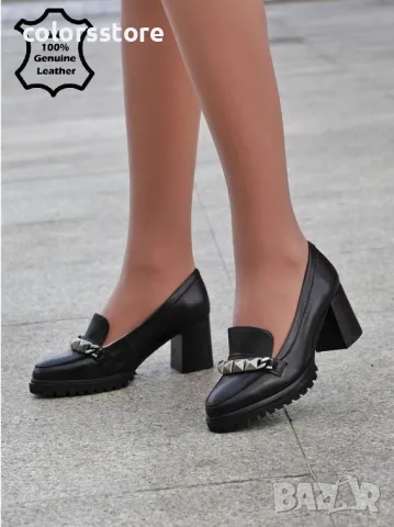 Обувки на ток - черна ЕСТЕСТВЕНА кожа - 17021Z-1-3K, снимка 2 - Дамски ежедневни обувки - 49411023