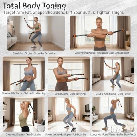 Нови Безкабелни фитнес въжета с тежести за кардио и силова тренировка у дома, снимка 6 - Фитнес уреди - 54093921