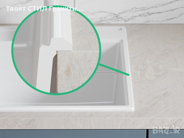 Бял гранитна кухненска мивка Сидни 620-45 Pocket Ergo Multilevel, снимка 8 - Мивки - 53813039