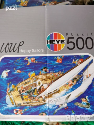 Триъгълен Пъзел "Happy Sailors” Heye 1981г. 500 части , снимка 3 - Пъзели - 53872548