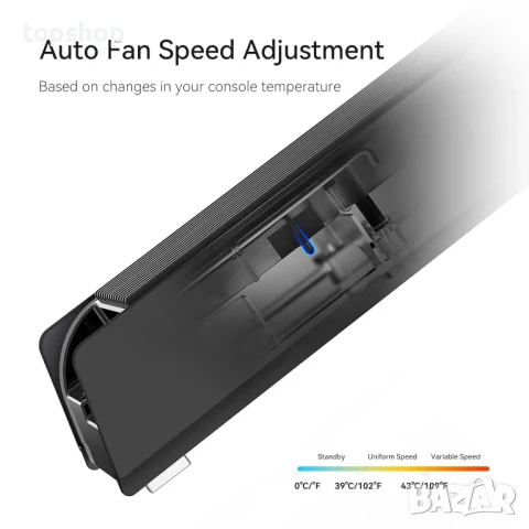 НОВ Вентилатор за охлаждане на PS5 Kiwi Home PX07-2, черен, 3 вентилатора, USB-A 3.0, снимка 4 - Игри за PlayStation - 50501484