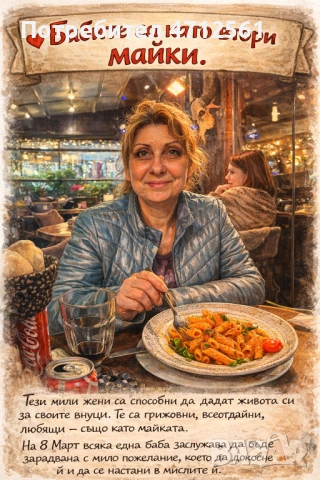 Карикатура за 8 март с текст и снимка по избор 10€, снимка 2 - Други - 53487715