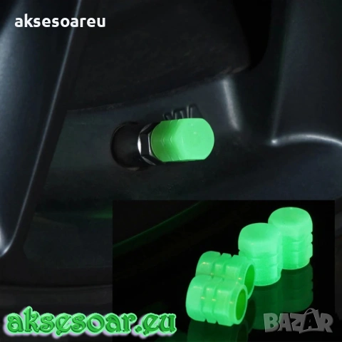 Комплект нови 12 бр. светещи сигнални капачки за вентили флуоресцентни светещи нощем за декорация, снимка 12 - Аксесоари и консумативи - 53901185