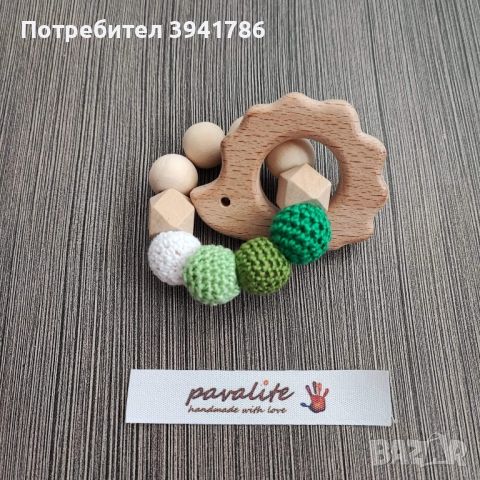Дървена бебешка гризалка с цветни топчета , снимка 4 - Прибори, съдове, шишета и биберони - 45189686