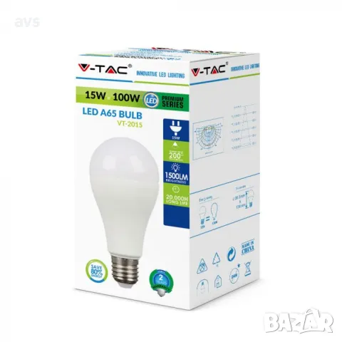 LED крушка 15W A65 4000K E27 VT-2015 V-TAC, снимка 2 - Крушки - 48364211