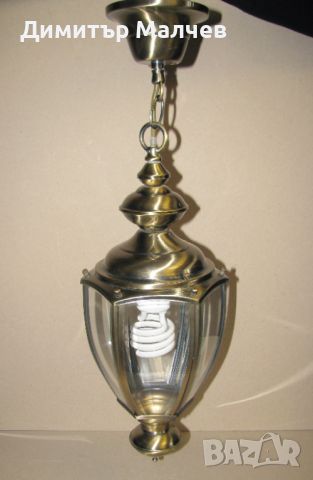 Луксозна висяща лампа полилей тип Фенер, 'бронз' кристални стъкла, отличен, снимка 1 - Лампи за таван - 45698819