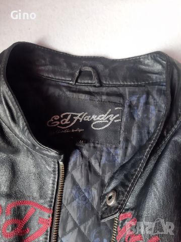 Ed Hardy motto biker leather jacket M, снимка 5 - Сака - 45323618