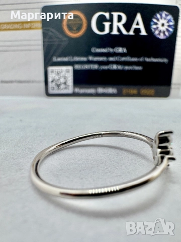 Сребърен пръстен с мойсанит  (диамант), снимка 2 - Пръстени - 51949648