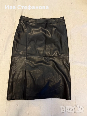 Нова черна елегантна кожена пола цепка ХХЛ / 2 Хл , снимка 3 - Поли - 52723442