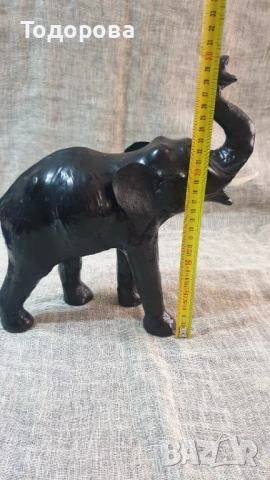 Пластика на слон от естествена кожа, снимка 4 - Антикварни и старинни предмети - 54088450