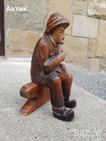 Стара Фигура Дърворезба "Старецът и Морето", снимка 1 - Декорация за дома - 46205386