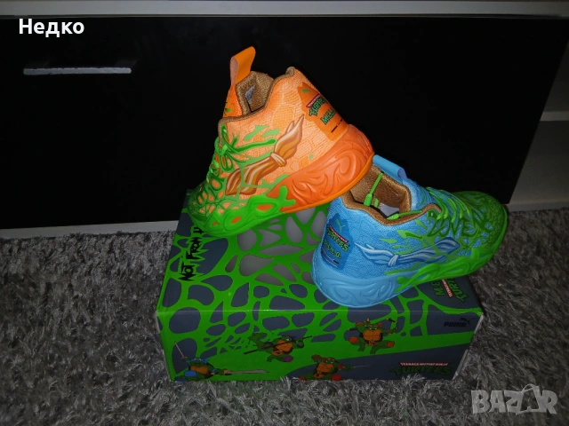 🐢 Puma MB.04 x TMNT – Leonardo & Michelangelo (Limited Edition) – НОВИ!, снимка 5 - Маратонки - 54231848