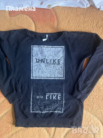 Черна памучна блуза хс с унисекс 