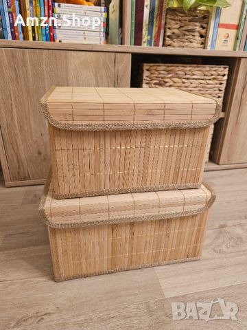 Бамбукови кошници за съхранение кош за съхранение бамбук 2бр. , снимка 3 - Други стоки за дома - 46011103