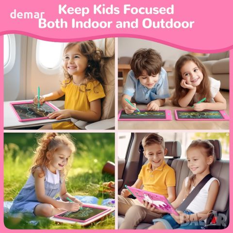 TECJOE LCD таблет за писане за деца момичета, 11-инчов, с еднорог, светло розово, снимка 6 - Рисуване и оцветяване - 45783725