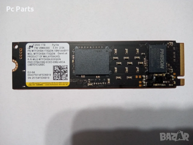 1TB Micron 2500 Nvme SSD Gen4 x4 m.2 2280, снимка 6 - Твърди дискове - 53379043