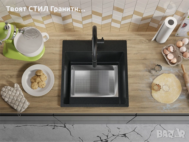 Комплект ПРОМ Мивка+Смесител+Сифон Кухненска Мивка Рига 60 XL 9700 Pro, снимка 5 - Мивки - 46183156