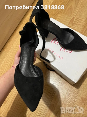 Черни матови токчета на дебел ток, снимка 2 - Дамски обувки на ток - 53889910