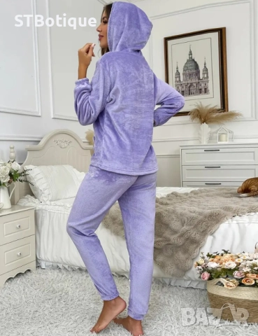 💜 Дамски уютен комплект от поларен суитшърт с качулка и панталон "MILANO" 💜, снимка 2 - Комплекти - 52186033