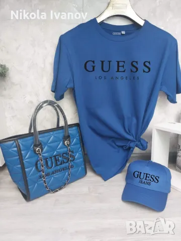 Дамска тениска, чанта и шапка Guess, снимка 2 - Тениски - 47642040