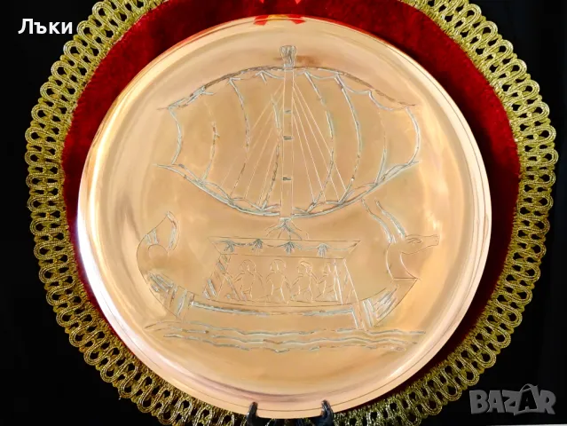 Медно пано Кораб,Анубис,сребро. , снимка 4 - Антикварни и старинни предмети - 49815670