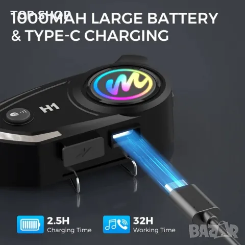 Bluetooth интеркомът за мотоциклетна каска Moman H1, снимка 1 - Bluetooth слушалки - 48776994