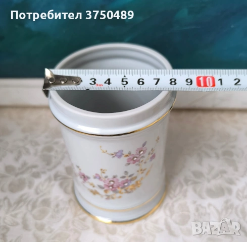 Порцеланов съд Limoge, изработен от фин порцелан ,декориран с цветя и златни акценти., снимка 5 - Антикварни и старинни предмети - 53396557