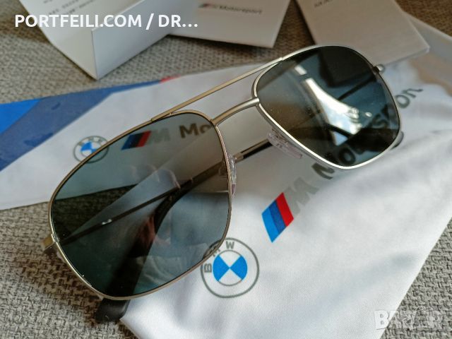 НОВИ мъжки слънчеви очила BMW Motorsport, сребриста рамка, авиатор, поляризация ОРИГИНАЛЕН ПРОДУКТ, снимка 3 - Слънчеви и диоптрични очила - 45463820