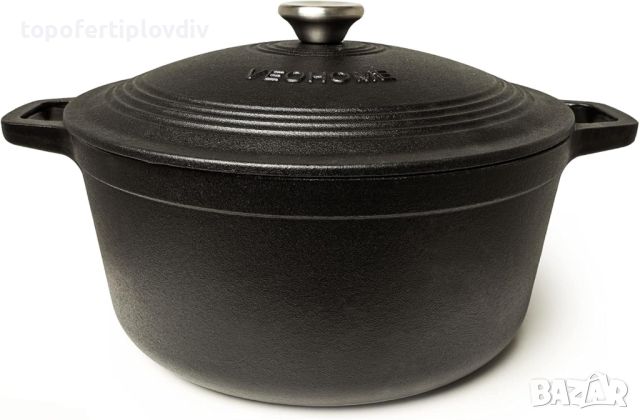 Чугунена тенджера VeoHome Cast Iron Pot 6 L , снимка 1 - Съдове за готвене - 46741627