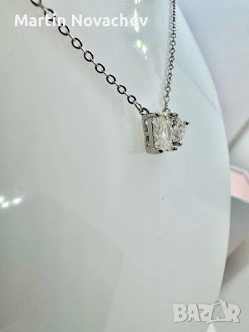 Сребърно колие с мойсанит (Диамант) 1.5 карата, снимка 3 - Колиета, медальони, синджири - 54129852